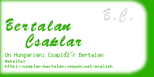 bertalan csaplar business card